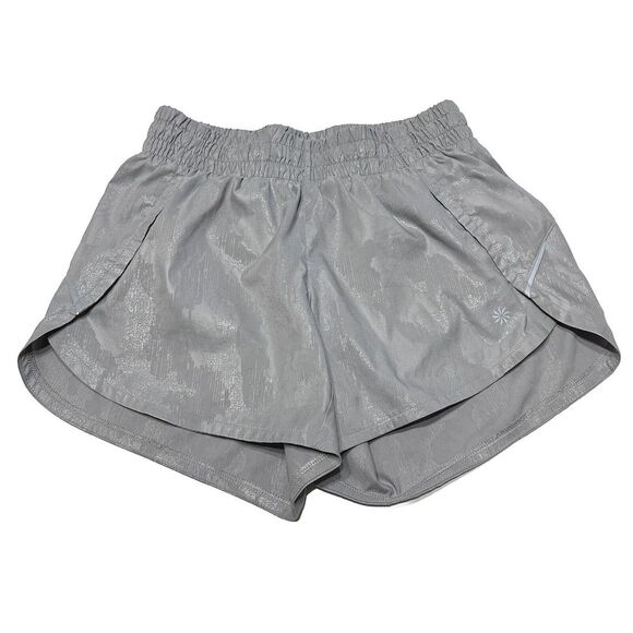 Athleta Camo Reflective Running Shorts Womens XXS Gray Wide Waistband Activewear - Picture 1 of 12